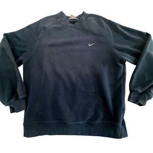 Nike Mens L Navy Blue Outdoor Athletic Jogger Crewneck Embroid Swoosh Sweatshirt